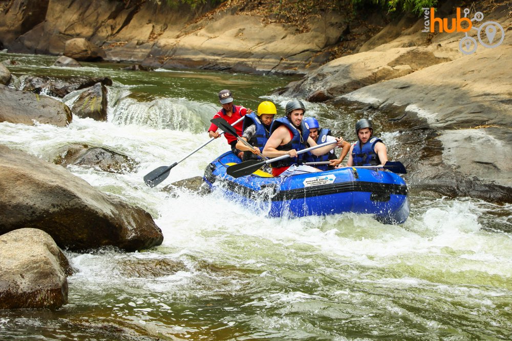 The day will finish with a 5km whitewater rafting trip down the Mae tang River